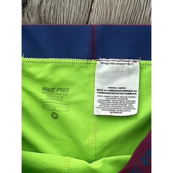 Nike Pro neon yellow workout shorts size M - Picture 3 of 4